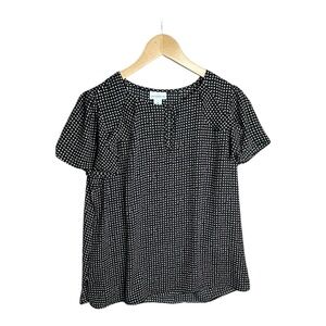 Liz Claiborne Black Polka‎ Dot Blouse Size Medium NWT
